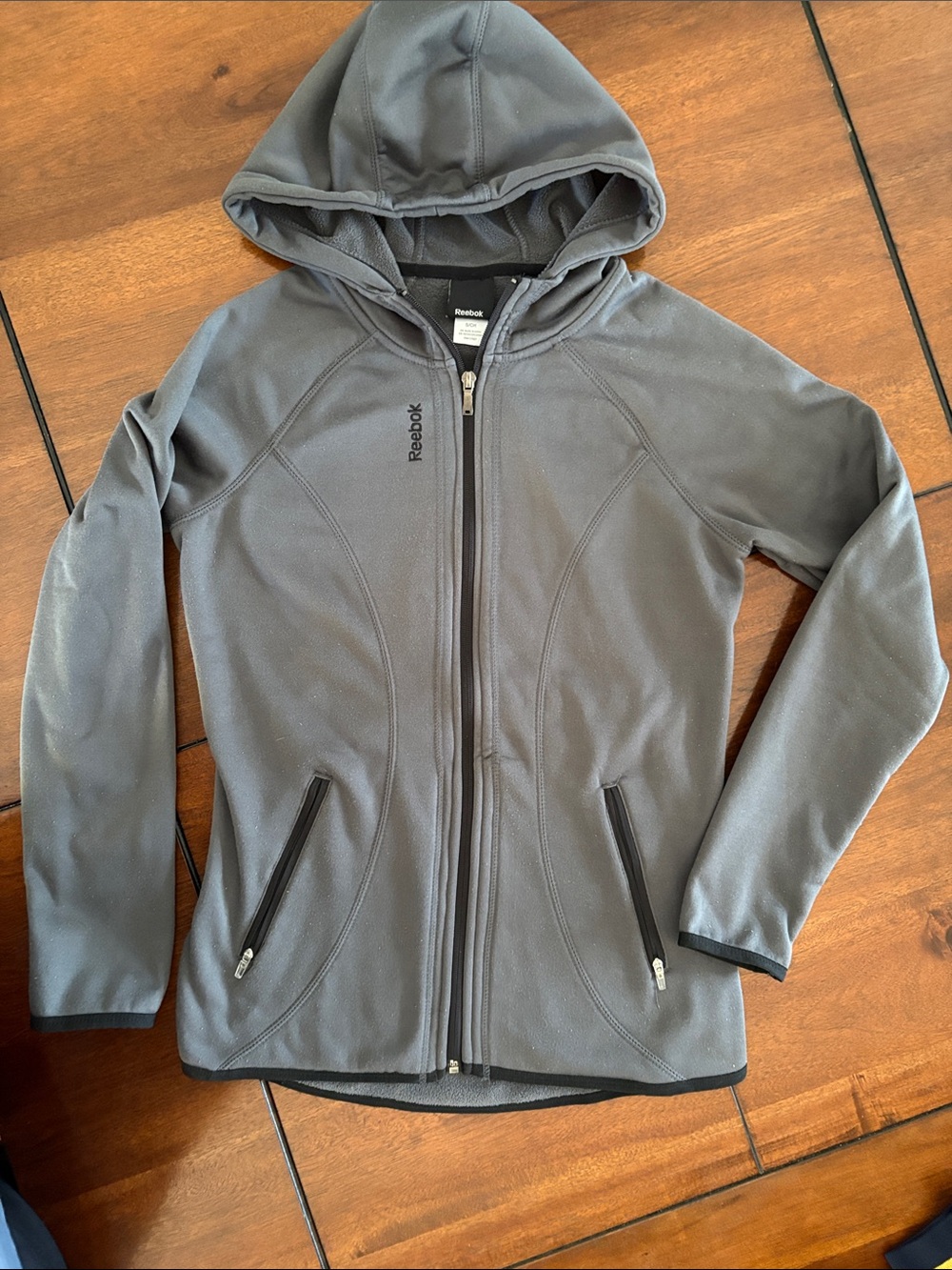 Reebok Women’s Gray Hooded Full-Zip Jacket